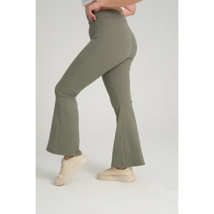 Curve Büyük Beden Fitilli Ispanyol Paça Yüksek Bel Toparlayıcı Haki Tayt