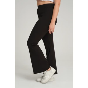 Curve Büyük Beden Fitilli Ispanyol Paça Yüksek Bel Toparlayıcı Siyah Tayt