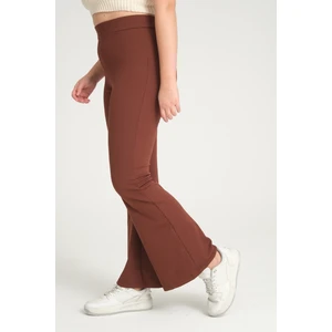 Curve Büyük Beden Fitilli Ispanyol Paça Yüksek Bel Toparlayıcı Kahverengi Tayt