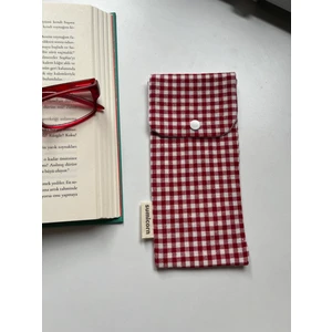 Sumicorn Design Pötikareli Yıkanabilir Keten Çıt Çıt Detaylı Gözlük Kılıfı Gözlük Çantası Kalemlik