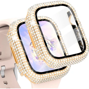 Apple Watch 7 45MM Full Kenar Taşlı Sert Pc Kasa ve Ekran Koruyucu