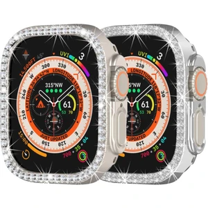 Apple Watch Ultra 1/2/3 49mm Ekran Koruyuculu Tek Sıra Kenar Taşlı Sert PC Kasa Koruyucu