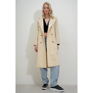 Şal Yaka Düğmeli Trençkot