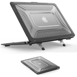 Apple MacBook Air 13.3'' Antishock Özellikli Katlanabilir Standlı Armor Ön Arka Kapak Kılıf A2337 A2179 A1932 Seri