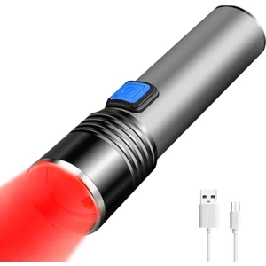 LED Kırmızı Işık El Feneri, Mini Cep Kırmızı Işık, Küçük Kırmızı El Feneri, 3 Mod Yakınlaştırılabilir Gece Gözlem Astronomi (Siyah) (Yurt Dışından)