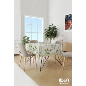 Yeşil Çiçek Demeti Desenli Süet Dertsiz Masa Örtüsü