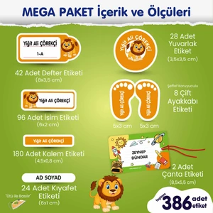 Edip Baskı Aslan Mega Paket Okul Etiketi