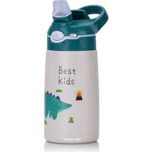 Sweet Rui Çocuklar Su Şişesi 400ML Pipetli Bpa Içermeyen Paslanmaz Çelik Içecek Şişesi Termos (Yurt Dışından)