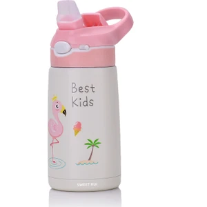 Sweet Rui Çocuklar Su Şişesi 400ML Pipetli Bpa Içermeyen Paslanmaz Çelik Içecek Şişesi Termos (Yurt Dışından)