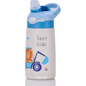 Sweet Rui Çocuklar Su Şişesi 400ML Pipetli Bpa Içermeyen Paslanmaz Çelik Içecek Şişesi Termos (Yurt Dışından)