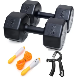 PS Spor 7 kg Dambıl x 2 Adet = 14 kg + Sayaçlı Ayarlanabilir El Yayı + Sayaçlı Atlama Ipi