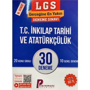 Performans Yayınları 8. Sınıf LGS T.C. İnkılap Tarihi ve Atatürkçülük 30 Deneme