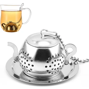 Paslanmaz Çelik Çay Demleme Aparatı ve Altlığı Bitki Çayı Demleme Süzgeci CIN634