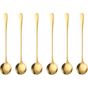 Paslanmaz Çelik Gold 6 Adet 18 cm Uzun Tatlı Latte ve Dondurma Kaşığı CIN510SR-6