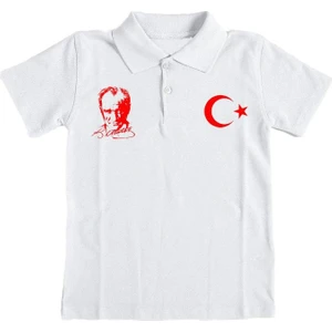 Polo Yaka Atatürk Ve Ay Yıldızlı Kısa Kollu 23 Nisan T-Shirt