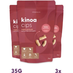 3 Paket 35g Glutensiz Vegan Yağsız Soğan Sarımsak Kinoa Cipsi