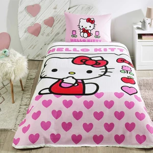 Lisanslı Hello Kitty Love %100 Pamuk Tek Kişilik Pike Takımı