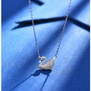 Swarovski 925AYAR Gümüş Kuğu Model Kolye