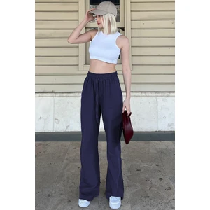 Lacivert Bol Paça Müslin Kadın Pantolon MG1980