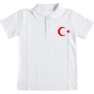 Polo Yaka Ay Yıldızlı Kısa Kollu 23 Nisan T-Shirt
