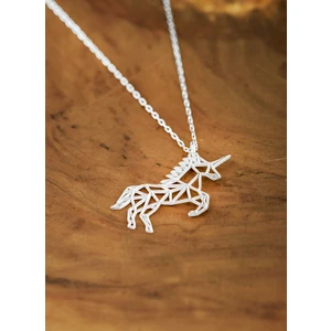 Dkmn Silver Origami Unicorn Kolye - 925 Ayar Gümüş