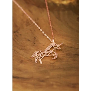 Dkmn Silver Origami Unicorn Kolye - 925 Ayar Gümüş