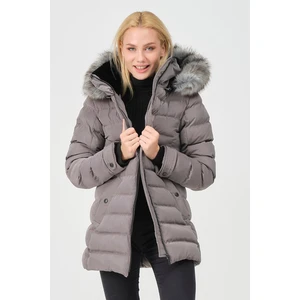 Kadın Kaban Kadın  Suni Kürklü Çıkabilir Kapüşonlu Şişme Kaban YASMIN