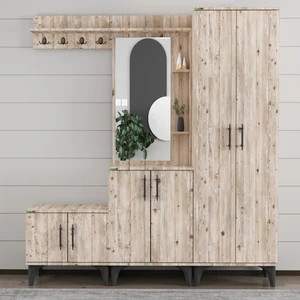 Garaj Home Modern Aynalı Raflı Ayakkabılık Vestiyer