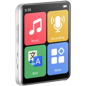Mini Taşınabilir Mp3 Çalar Bluetooth Küçük Müzik Çalar Dokunmatik Ekran Walkman Spor Müzik Çalar Dahili 32G Kart-Beyaz (Yurt Dışından)