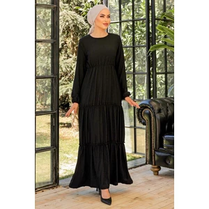Talya Bürümcük Tesettür Elbise 864 - Siyah