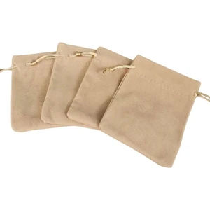 Özer Kutu Süet & Kadife Duble Kese Krem 10 Adet 9X12 cm Takı, Altın Kesesi (Ipli & Büzgülü)