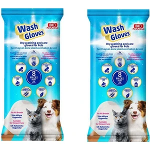Bio Pet Active Wash Gloves Kuru Yıkama ve Bakım Kesesi 8 Li  x 2 Paket