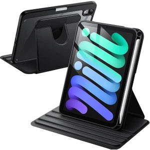 Apple iPad Mini 6 (2021) 360° Dönebilen Yatay ve Dikey Standlı Kalemlikli Ninex Smart Kılıf A2567 A2568 A2569