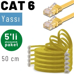 Irenıs 5 Adet 50 cm Cat6 Kablo Yassı Ethernet Network Lan Ağ Internet Kablosu