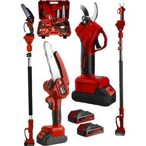 988 Vf 20 Ah 10 Pilli 2 Akülü Şarjlı Ağaç Dal Kesme Budama Makası Testere 2 Makina Teleskopik Uyumlu