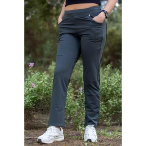 Azıcık Akıllı Kadın Koyu Yeşil Ön Arka Cep Gizli Ipli Lastikli Rahat Pantolon Eşofman Altı 21KESAPANT