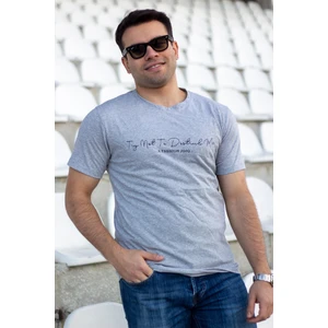 Azıcık Akıllı Erkek Gri El Yazısı Imza Baskı Normal Kesim Bisiklet Yaka Erkek T-Shirt 22ETSHEYAZ