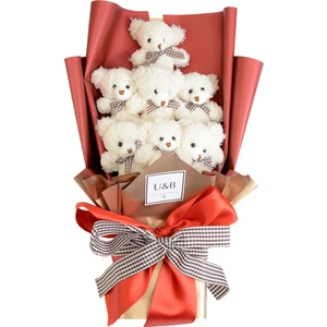 Krem Tüylü Ayıcık Çiçek Buketi