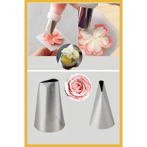 Paslanmaz Çelik Krema Sıkma Torbası Ucu (Şanti Torbası Ucu, Duy) 1 Adet + 4 Adet Şanti Torbası