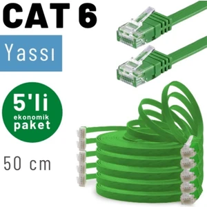 Irenıs 5 Adet 50 cm Cat6 Kablo Yassı Ethernet Network Lan Ağ Internet Kablosu