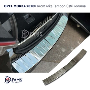 Fams Otomotiv Opel Mokka Krom Arka Tampon Üstü Koruma 2020> Paslanmaz Çelik Taşlı