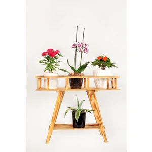 Tahta Bahçesi Saksı Standı - Çiçeklik Rafı - Ahşap Saksılık - Bahçe Dekorasyon