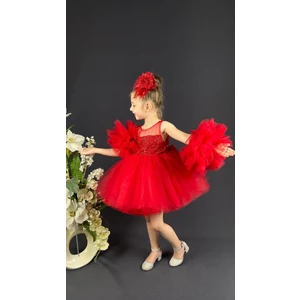 Little Pumpkin Ponpon Kol Pul Payetli Tütülü Kız Çocuk Abiye