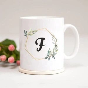 F Harfli Çerçeveli Baskılı Kupa Bardak