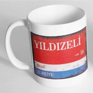 Sivas Yıldızeli Sokak Tabelası Baskılı Kupa Bardak