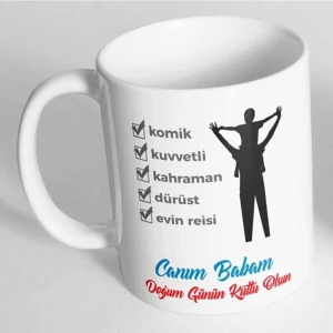 Babaya Hediye Doğum Günü Hediyesi Baskılı Kupa Bardak