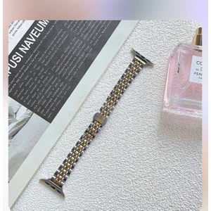 Bushco Store Apple Watch Uyumlu Slim Gümüş-Gold Çelik Kordon  38-40-41 mm