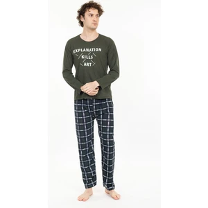 Erkek Baskılı Pijama Takımı Uzun Kollu Tampap