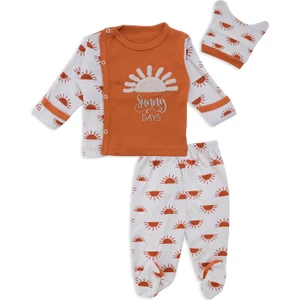 Hastane Çıkışı Yeni Doğan Bebek Güneş Desenli Zıbın Body Set 3lü
