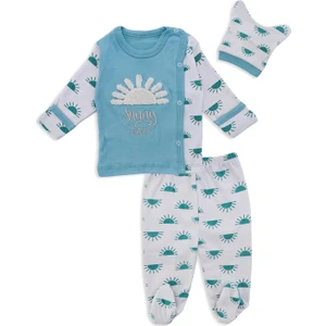 Hastane Çıkışı Yeni Doğan Bebek Güneş Desenli Zıbın Body Set 3lü